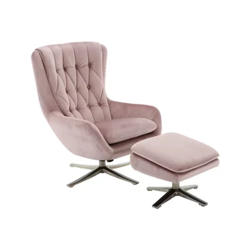Viktória forgó fotel lábtartóval pink színben
