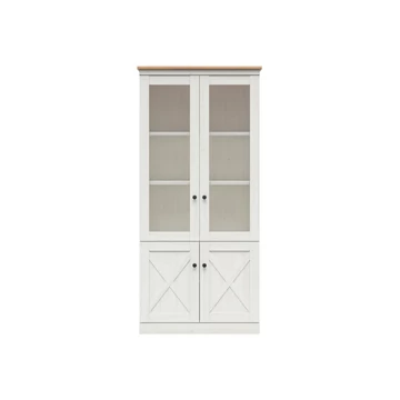 Frija vitrines szekrény 93 cm széles kivitelben, 4 ajtóval, Andersen fehér fenyő