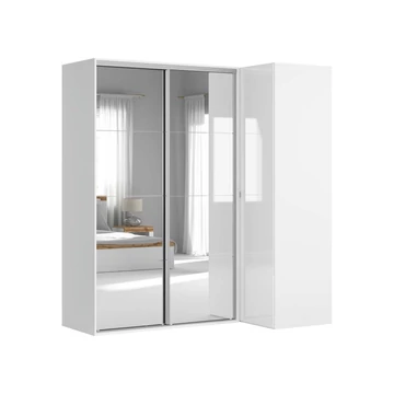 Sarokszekrény Flex 200 x 116 cm. tükör - magasfényű fehér