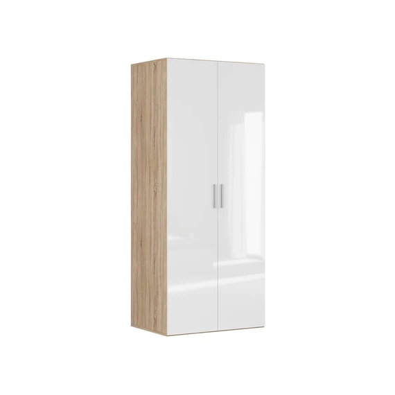 Szekrény 2 ajtós Flex 10 cm. sonoma tölgy - magasfényű fehér