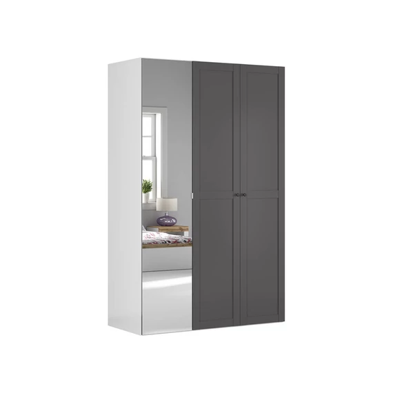 Gardróbszekrény Flex 3 ajtós 150 cm. tükör - grafit - fehér